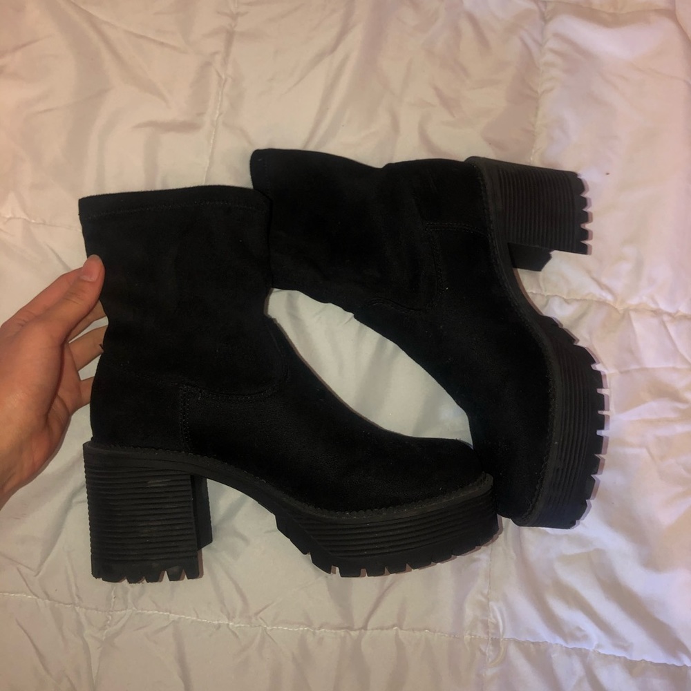 Black Chunky Heeled Boots